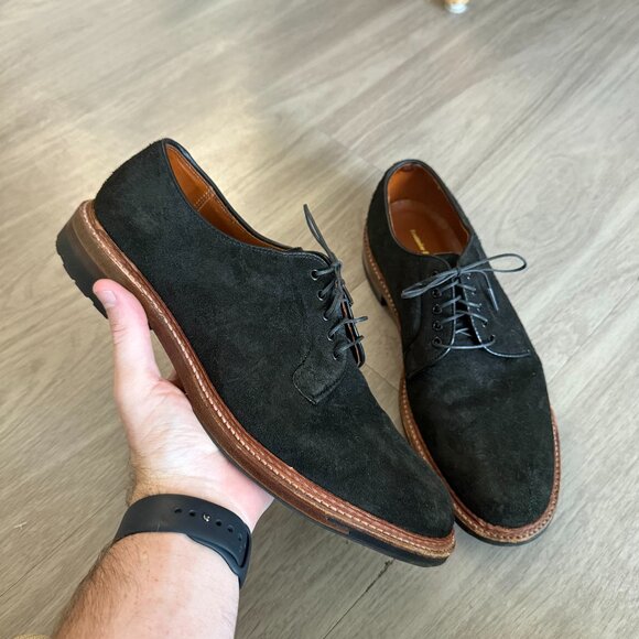 Alden Bootmaker Edition Black Suede Plain Toe Blucher Shoes Men’s 9.5 B/D - Picture 1 of 6